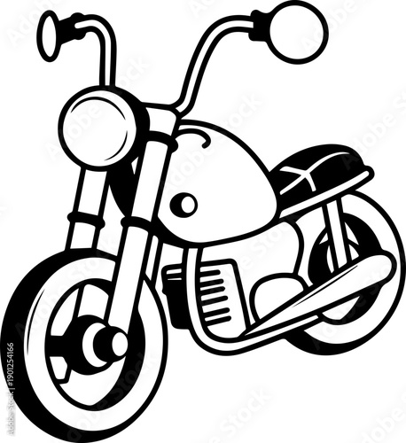 SVG vector illustration of a vintage classic motorcycle for transportation design.Stylish Motorcycle Illustration in Black and White