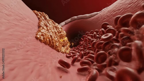 Excess LDL cholesterol particles circulating in the bloodstream. These particles glow densely and begin adhering to smooth arterial walls. Over time, layered lipid deposits form plaque structure