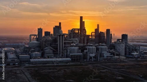 Industrial Factory Complex at Sunset