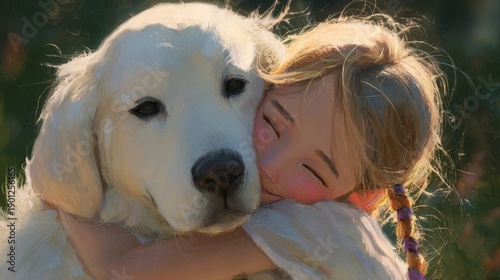 Girl hugging golden retriever showing love and friendship bond