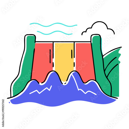 Massive Hydroelectric Dam with Water Rushing Through Turbines