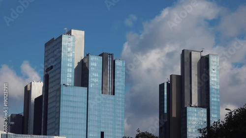 modern office buildings. Skyscrapers on a cloudy spring day. 