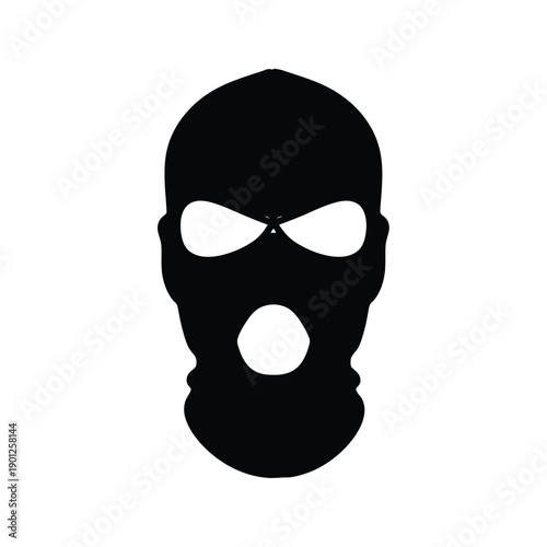 A black ski mask with eye holes on isolated for anonymity and winter sports