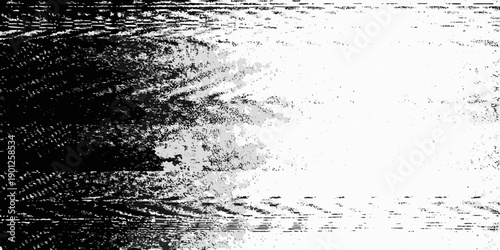 Abstract black and white wave pattern with distorted glitching effects