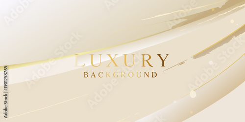Elegant cream and gold abstract background with the word luxury
