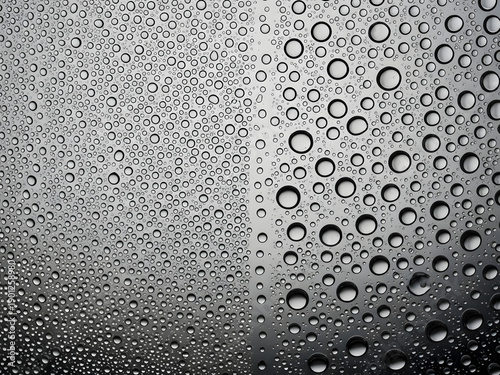 Close up of water droplets on transparent surface with gradient effect