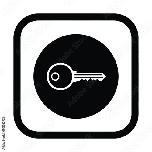 Black key icon on a in a rounded square