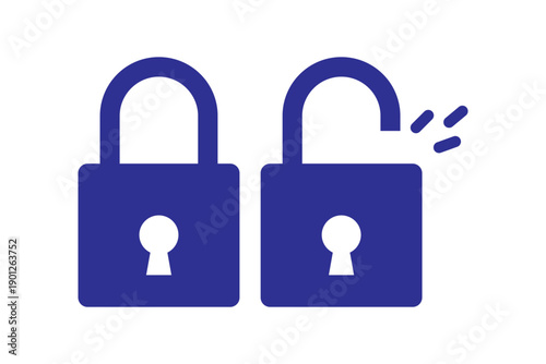 Lock icon. locked and unlocked black outline icon set for app, ui, ux, and website. vector illustration on transparent background.