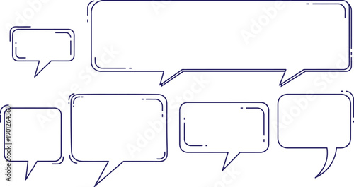 A set of empty speech bubbles isolated on transparent background