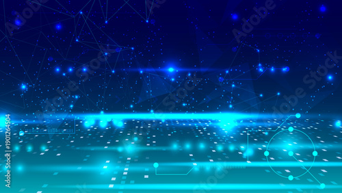 Abstract background. Scientific and technological concept with the use of technical Blue abstract technological background with various technologica