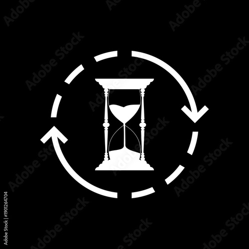 Hourglass vintage logo icon isolated on black background