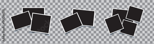 Photo Frame Collection. Polaroid photo frame set. Photo frames with realistic drop shadow vector effect isolated design. Photo frames fixed with adhesive tape on a transparent. Vector illustration