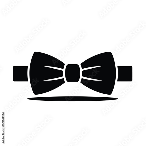 Black bow tie silhouette icon on a white background, representing formal wear and elegance.