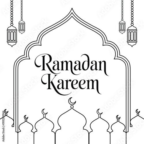 Ramadan Kareem Islamic holiday greeting card design