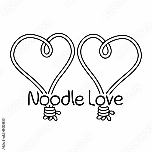 Noodle Love Line Art Vector