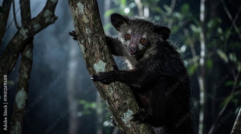 Naklejka premium Aye Aye Night Tap and Listen