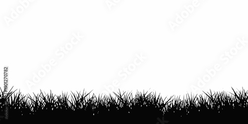 A simple black and white illustration of dense grass on a white background