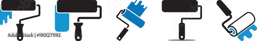 unique paint roller icon set