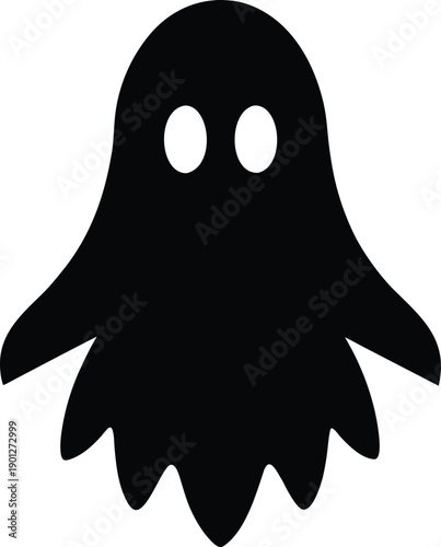 Ghost silhouette vector art illustration and minimal black and white design