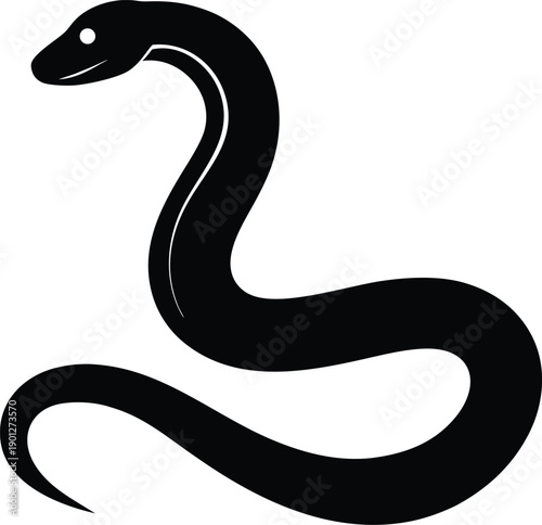 Snake silhouette vector art illustration and minimal black and white design