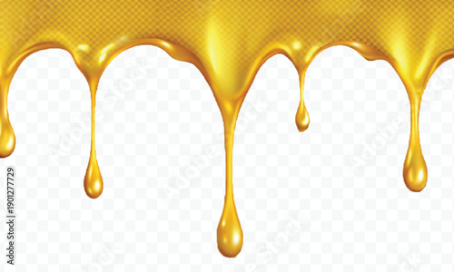 realistic 3d liquid gold dripping down in different style isolated on transparent background