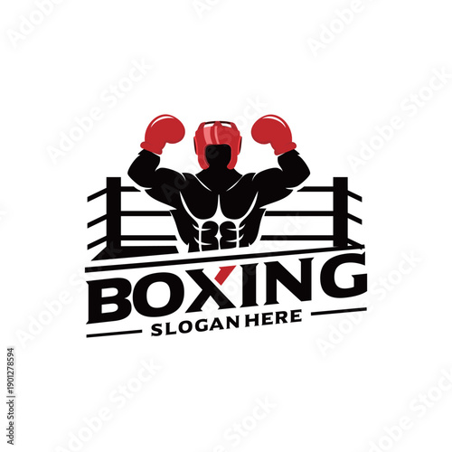 Fighter boxing logo design element label emblem