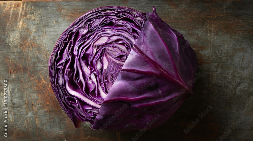 Fototapeta premium Red cabbage plated with intentional negative space
