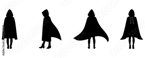 Young girls hood silhouettes collection vector clean design for childrens book illustrations fantasy character design and storybook assets