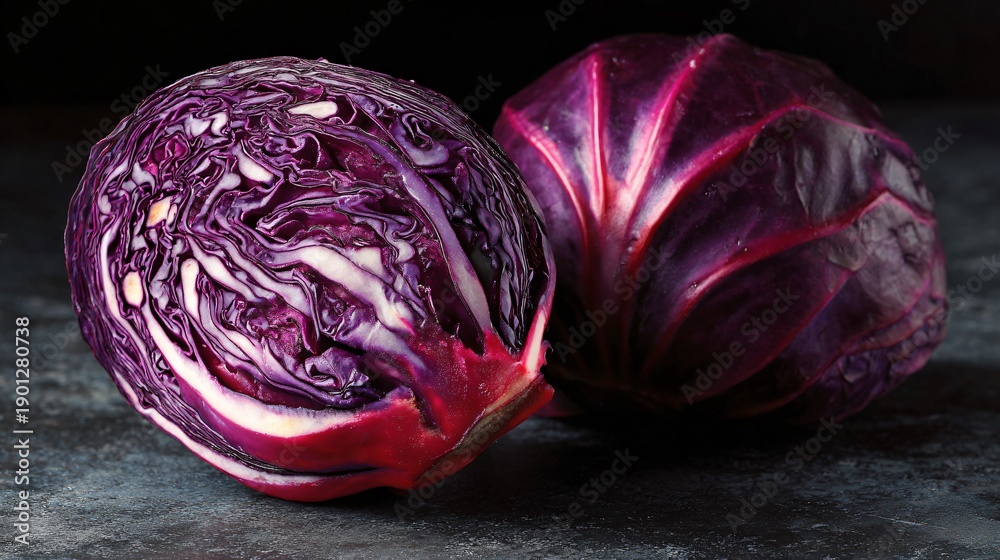 Obraz premium Red cabbage styled for family cookbook photography