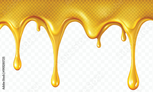 realistic 3d liquid gold dripping down in different style isolated on transparent background