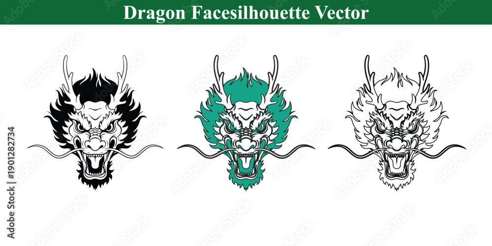 Obraz premium Dragon Face Vector File