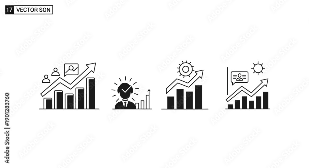 Fototapeta premium Infographics displaying business growth trends and innovative ideas in a modern setting from a straightforward viewpoint