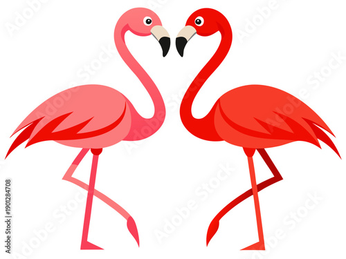 pink flamingo on white background