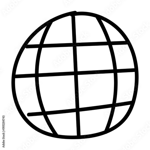 Hand Drawn Sketch Icon of Spherical World Globe Grid