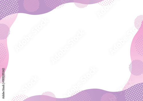 幾何学模様と曲線の上下の角のフレーム_紫
