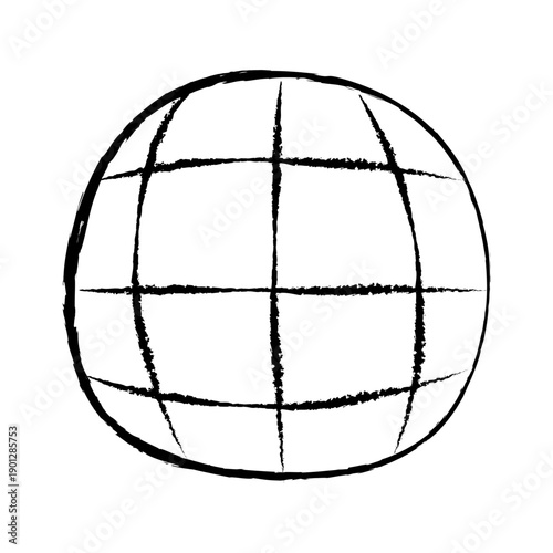Global Network World Grid Hand Drawn Brush Stroke Doodle Icon