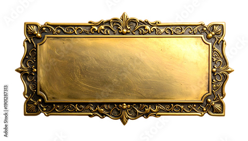 Ornate gold plaque with intricate floral detailing, empty space for text