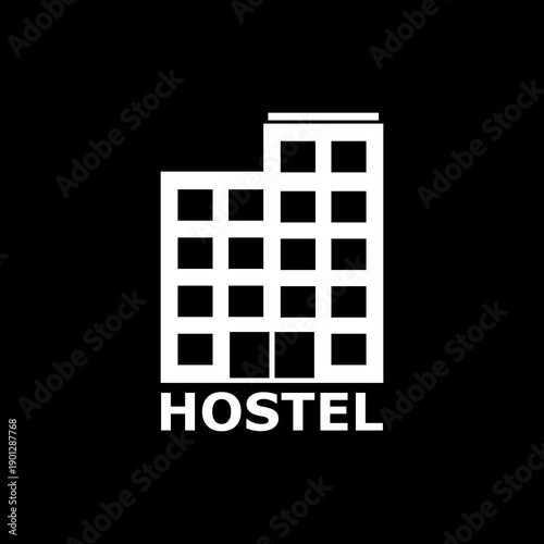 Hostel simple icon isolated on black background