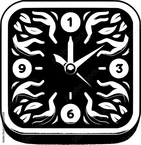 Timeless Aesthetic: A black and white watch face, meticulously crafted to showcase the elegance of timekeeping. The clean lines and artistic design create a statement of simplicity and style.