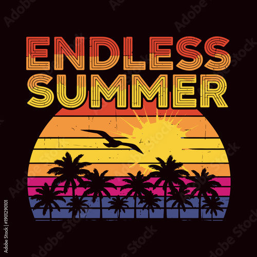 Endless Summer Sunset Palm Design