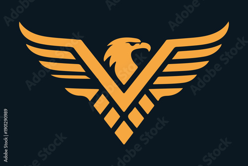 Golden Eagle Wing Emblem Logo