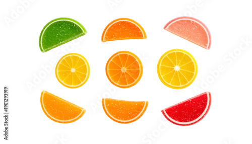 Assortment of vibrant fruit slices, arranged on a black background