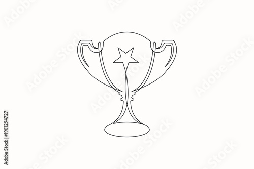Trophy cup one line art minimalist outline illustration