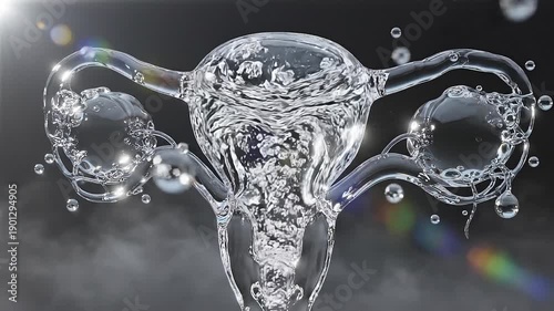 Abstract Representation of Female Reproductive System Made of Water.