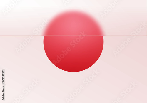 Minimalist background with a large red sphere behind a translucent glass panel in the center. Eps 10