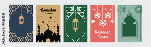 ramadan mubarak and ramadan kareem greeting cards  islamic design elements