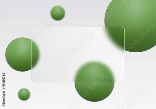 Light glass plate with background blur effect and saturated green spheres. Eps 10