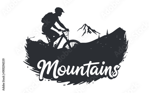 Mountain biker riding through mountains with scenic view