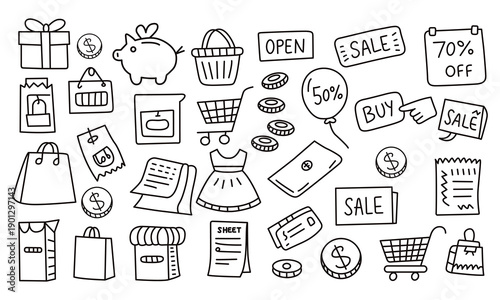 shopping icons and sale signs collection
