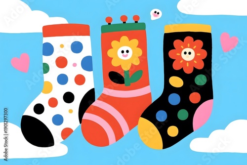 NEW World Down Syndrome Day Colorful socks with flower and polka dot patterns